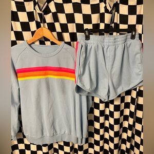 Women’s rainbow sweatshirt and short set
